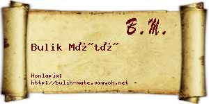 Bulik Máté névjegykártya